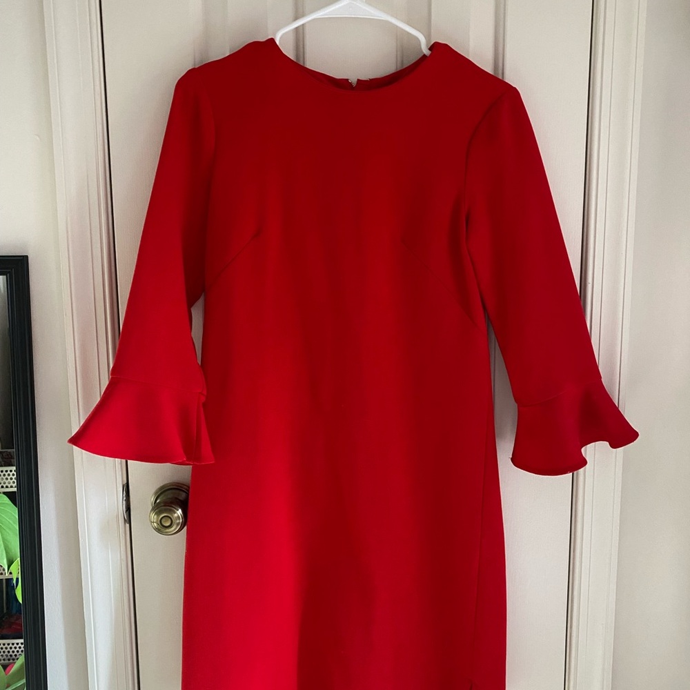 Ann Taylor Red Dress with Bell Sleeves